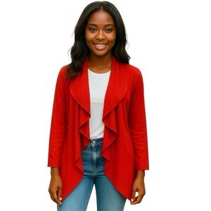 Calvin Klein Women’s Red Size 12P Ruffle Front Blazer